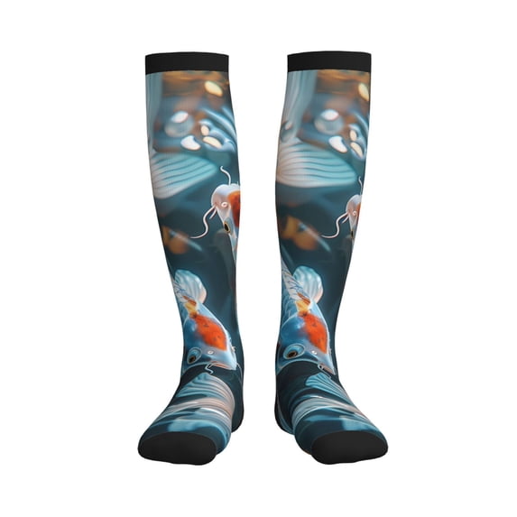 Bixox Cute Koi Fish Serenity Print Compression Socks,Compression Socks Women & Men Circulation for Medical,Running,Athletic