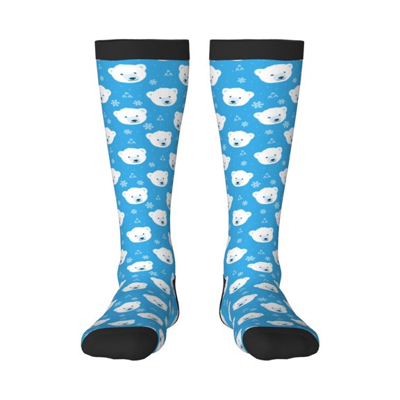 Bixox Cute Polar Bear Patterned Men's and Women's Knee Socks High Socks Outdoor Sports Socks