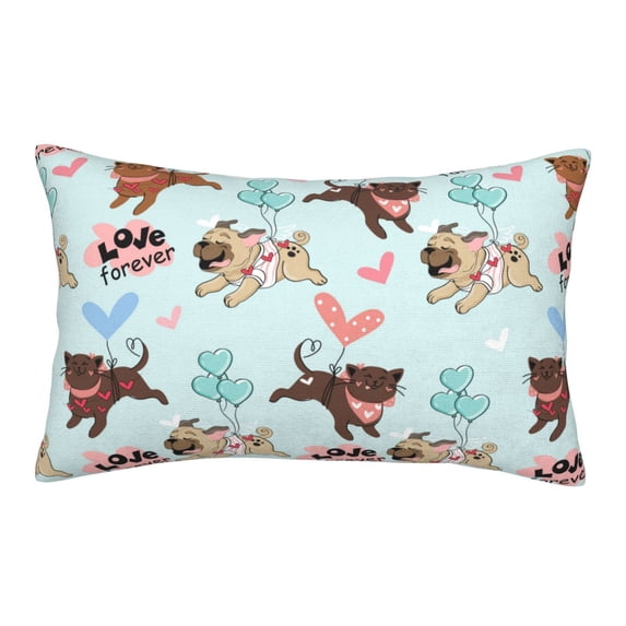 Bixox Cute Pug Dogs Printed Pillow Protector,Super Soft Ideal for Home,Guests,Rentals - 16"x24"