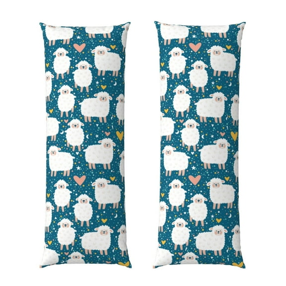 Bixox Cute Sheep And Hearts Print Body Pillow Cover with Zipper Closure, Cozy Fuzzy Fleece Body Pillow Case Cover 20 x 54 Inches,Long Body Pillow Pillowcase