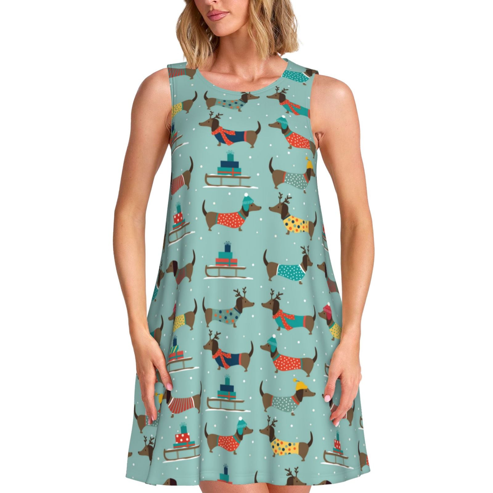 Dog Print Bandeau Puffy Dress
