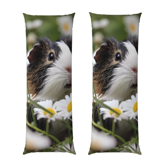 Bixox Daisy Guinea Pig Print Body Pillow Cover with Zipper Closure, Cozy Fuzzy Fleece Body Pillow Case Cover 20 x 54 Inches,Long Body Pillow Pillowcase
