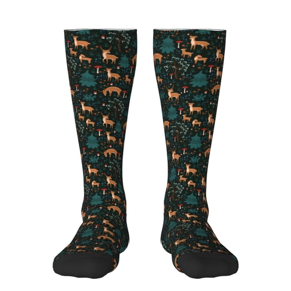 Bixox Deers In The Forest Patterned Men's and Women's Knee Socks High Socks Outdoor Sports Socks