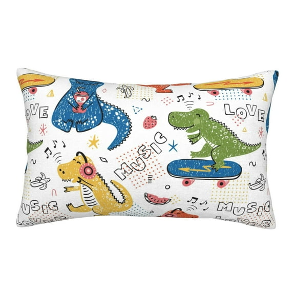 Bixox Dinosaur Listening to Music Printed Pillow Protector,Super Soft Ideal for Home,Guests,Rentals - 14"x20"