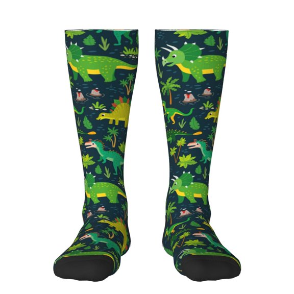 Bixox Dinosaurs and Flowers Patterned Men's and Women's Knee Socks High Socks Outdoor Sports Socks