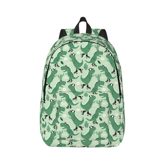 Bixox Dinosaurs on Roller Skater Printing Canvas Backpack Lightweight Casual Travel Backpack School Backpack Fits 15.6 Inch Notebook