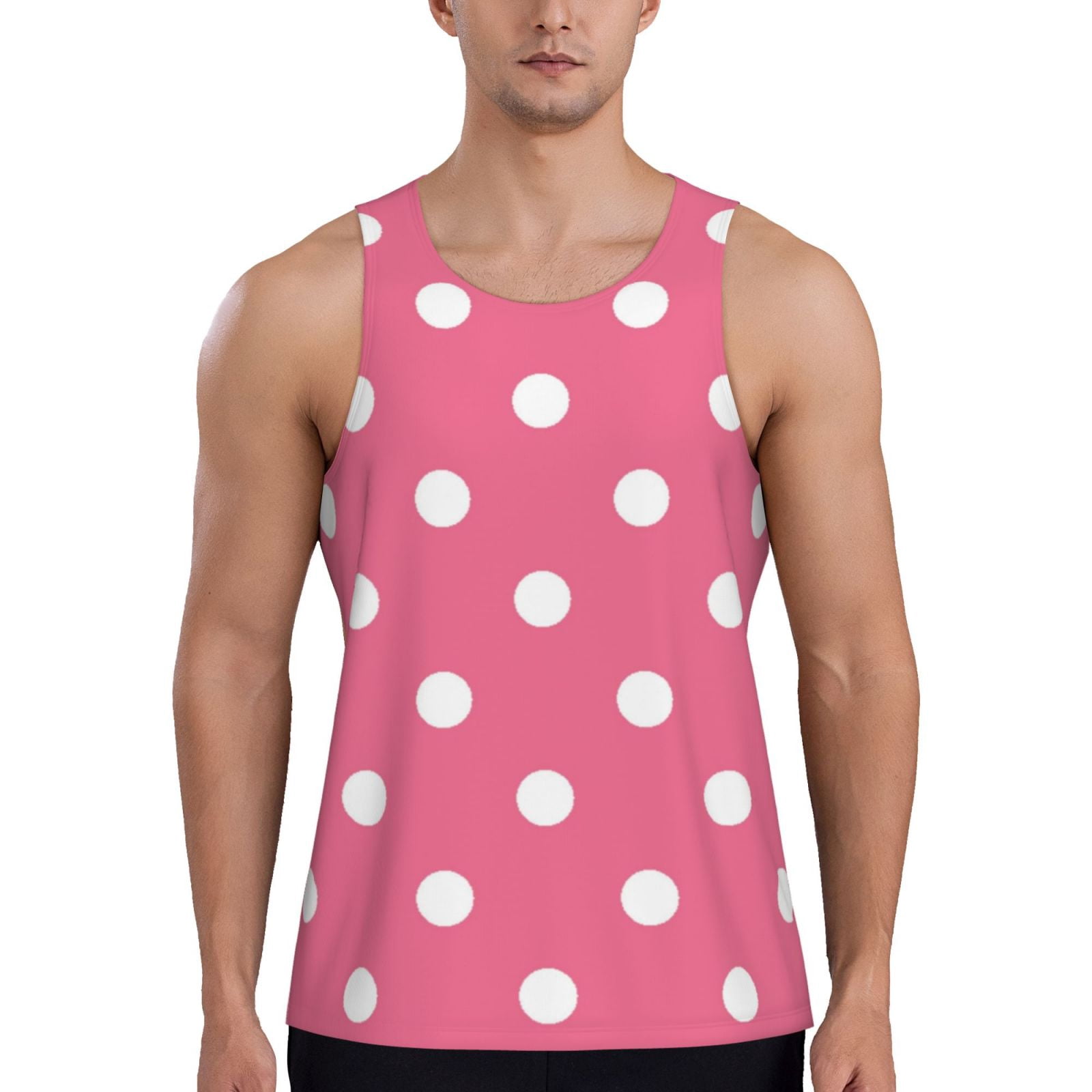 Bixox Dots On Rose Red Background Pattern Men's Gym Tank Tops Workout ...