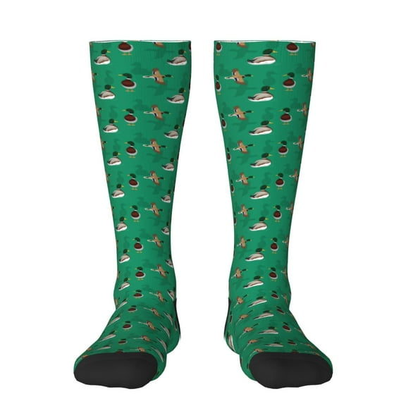 Bixox Duck Mallard Flying Pose Patterned Men's and Women's Knee Socks High Socks Outdoor Sports Socks