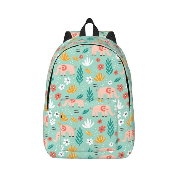 Bixox Elephant and Flowers Printing Canvas Backpack Lightweight Casual Travel Backpack School Backpack Fits 15.6 Inch Notebook