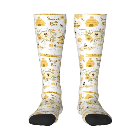 Bixox Farm Bee Cute Honey Patterned Men's and Women's Knee Socks High Socks Outdoor Sports Socks
