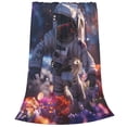 thumbnail image 1 of Bixox Fleece Blanket Astronaut In Cosmic Garden Pattern Super Soft Double-Sided Microfiber Flannel Blanket for Sofa, Bed, Couch,Suitable for All Seasons - 80"x60", 1 of 5