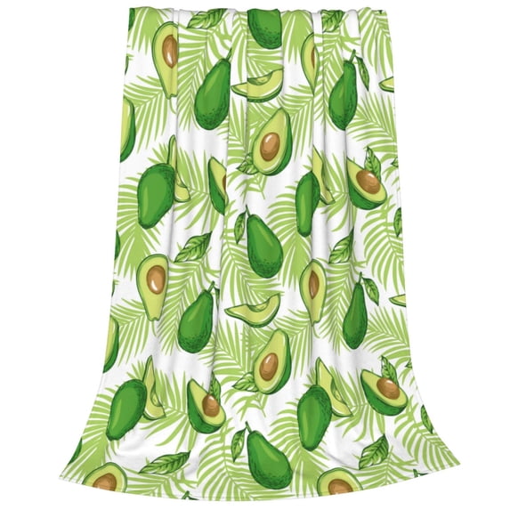Bixox Fleece Blanket Avocado And Tropical Palm Leaves Pattern Super Soft Double-Sided Microfiber Flannel Blanket for Sofa, Bed, Couch,Suitable for All Seasons - 80"x60"