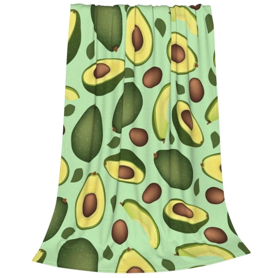 Bixox Fleece Blanket Avocado With Seeds Pattern Super Soft Double-Sided Microfiber Flannel Blanket for Sofa, Bed, Couch,Suitable for All Seasons - 50"x40"