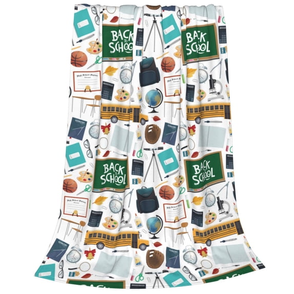 Bixox Fleece Blanket Back To School A Pattern Super Soft Double-Sided Microfiber Flannel Blanket for Sofa, Bed, Couch, Suitable for All Seasons - 50"x40"