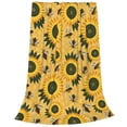 thumbnail image 1 of Bixox Fleece Blanket Bees and Sunflowers Pattern Super Soft Double-Sided Microfiber Flannel Blanket for Sofa, Bed, Couch, Suitable for All Seasons - 50"x40", 1 of 5
