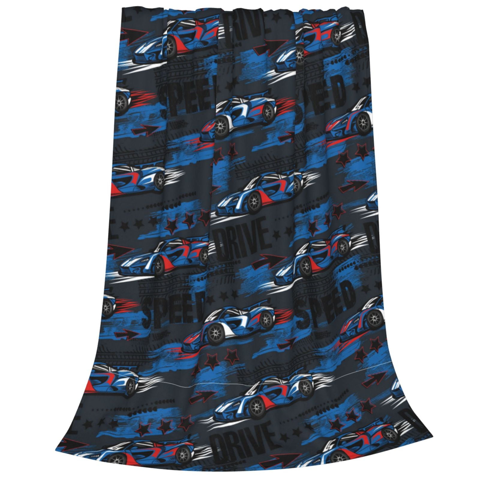Bixox Fleece Blanket Blue Sports Car Pattern Super Soft DoubleSided