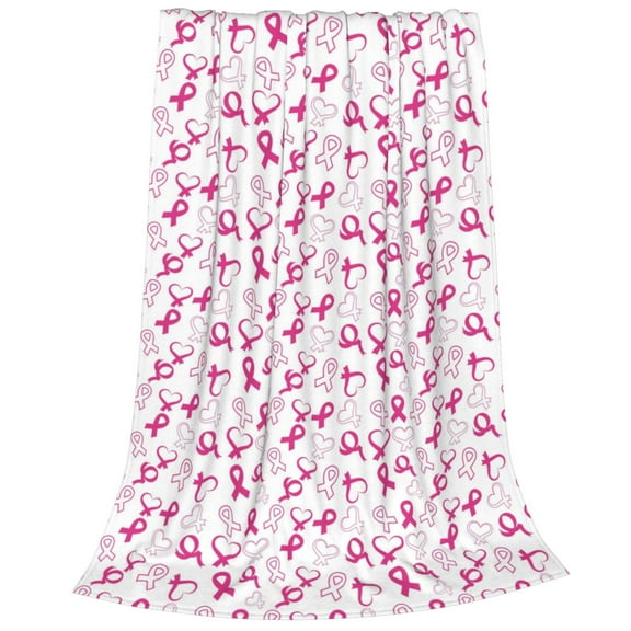 Bixox Fleece Blanket Breast Cancer Awareness4 Pattern Super Soft Double-Sided Microfiber Flannel Blanket for Sofa, Bed, Couch,Suitable for All Seasons - 40"x30"