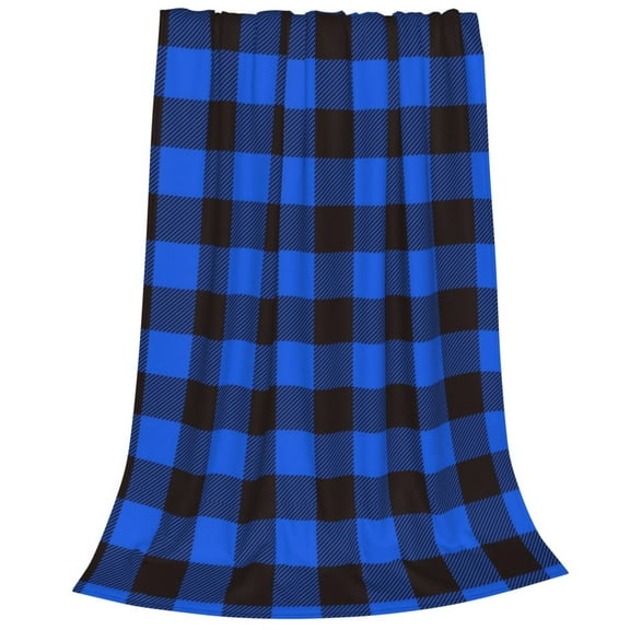 Bixox Fleece Blanket Buffalo Plaid Blue Black Pattern Super Soft Double-Sided Microfiber Flannel Blanket for Sofa, Bed, Couch,Suitable for All Seasons - 40"x30"