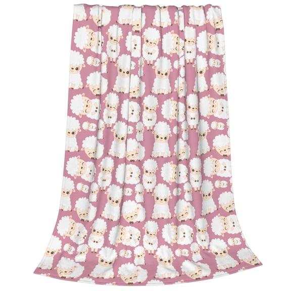 Bixox Fleece Blanket Cartoon Sheep Pattern Super Soft Double-Sided Microfiber Flannel Blanket for Sofa, Bed, Couch,Suitable for All Seasons - 40"x30"