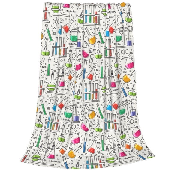 Bixox Fleece Blanket Chemical Flasks And Test Tubes Pattern Super Soft Double-Sided Microfiber Flannel Blanket for Sofa, Bed, Couch,Suitable for All Seasons -