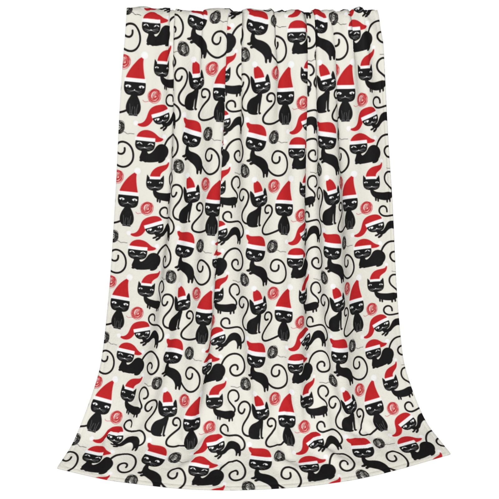 Bixox Fleece Blanket Christmas Cat Pattern Super Soft DoubleSided