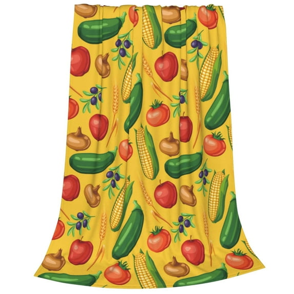 Bixox Fleece Blanket Colorful Vegetables Pattern Super Soft Double-Sided Microfiber Flannel Blanket for Sofa, Bed, Couch, Suitable for All Seasons - 60"x50"