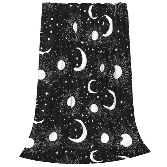 Bixox Fleece Blanket Crescent and Stars Pattern Super Soft Double-Sided Microfiber Flannel Blanket for Sofa, Bed, Couch,Suitable for All Seasons -