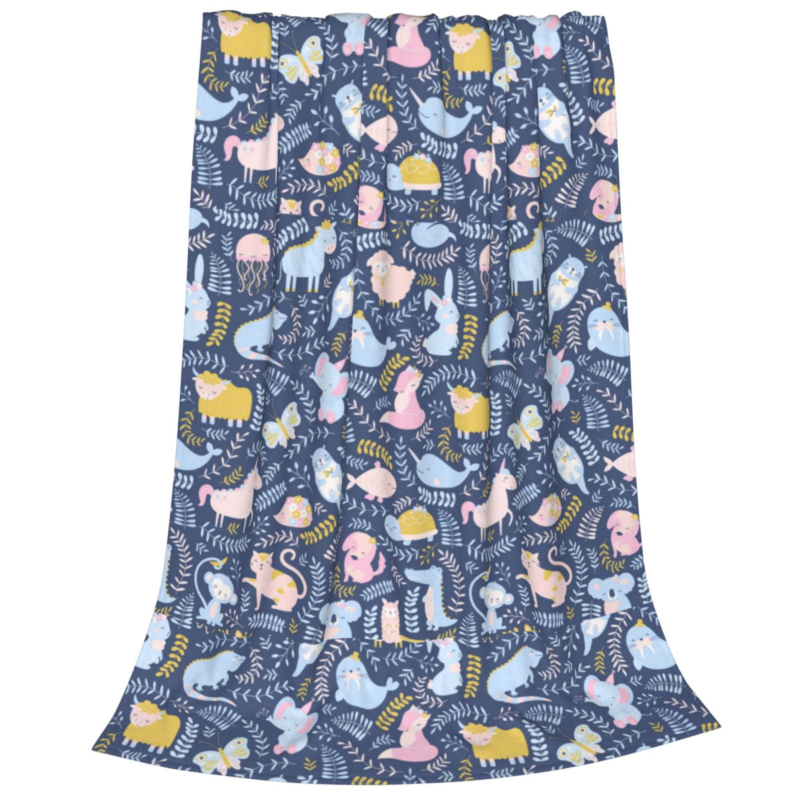 Bixox Fleece Blanket Cute Baby Animals Pattern Super Soft DoubleSided