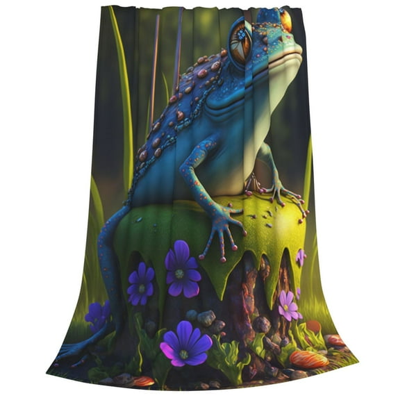 Bixox Fleece Blanket Cute Blue Frog Pattern Super Soft Double-Sided Microfiber Flannel Blanket for Sofa, Bed, Couch,Suitable for All Seasons - 40"x30"