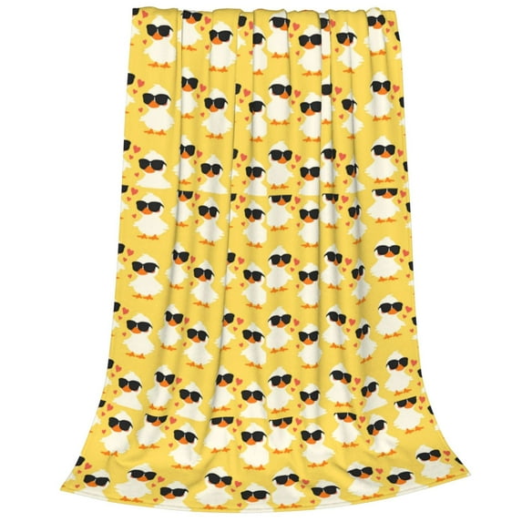 Bixox Fleece Blanket Cute Duck With Black Glasses Pattern Super Soft Double-Sided Microfiber Flannel Blanket for Sofa, Bed, Couch,Suitable for All Seasons - 60"x50"