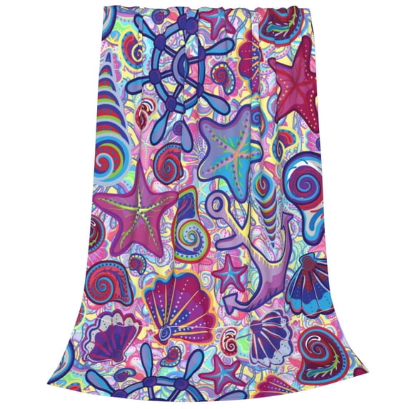Bixox Fleece Blanket Cute Nautical Pattern Super Soft Double-Sided Microfiber Flannel Blanket for Sofa, Bed, Couch,Suitable for All Seasons - 80"x60"