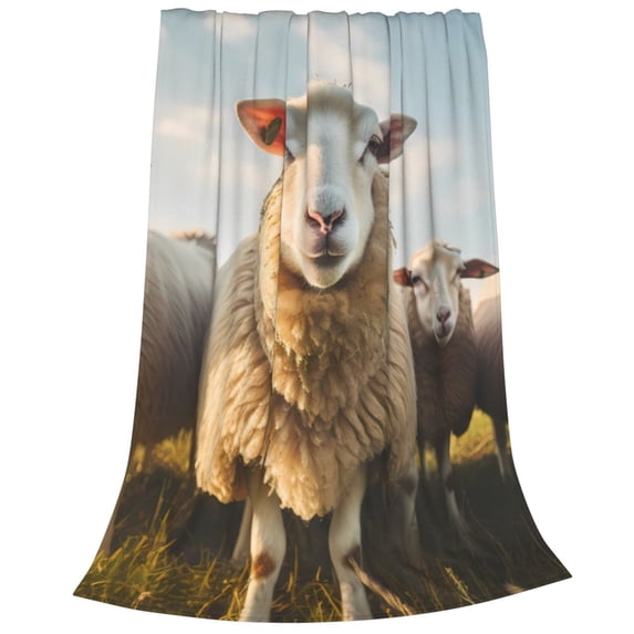 Bixox Fleece Blanket Cute Prairie Sheep Herd Pattern Super Soft Double-Sided Microfiber Flannel Blanket for Sofa, Bed, Couch,Suitable for All Seasons - 40"x30"
