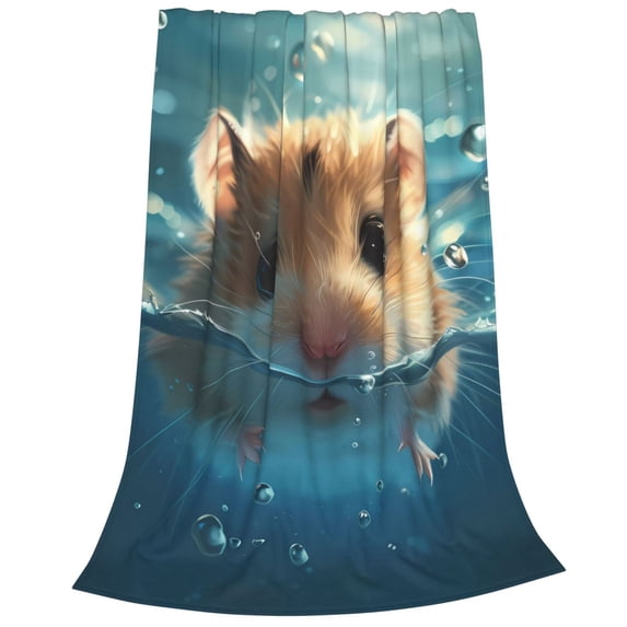 Bixox Fleece Blanket Cute Swimming Guinea Pig Pattern Super Soft Double-Sided Microfiber Flannel Blanket for Sofa, Bed, Couch,Suitable for All Seasons - 40"x30"