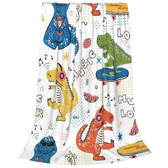 Bixox Fleece Blanket Dinosaur Pattern Super Soft Double-Sided Microfiber Flannel Blanket for Sofa, Bed, Couch,Suitable for All Seasons - 80"x60"