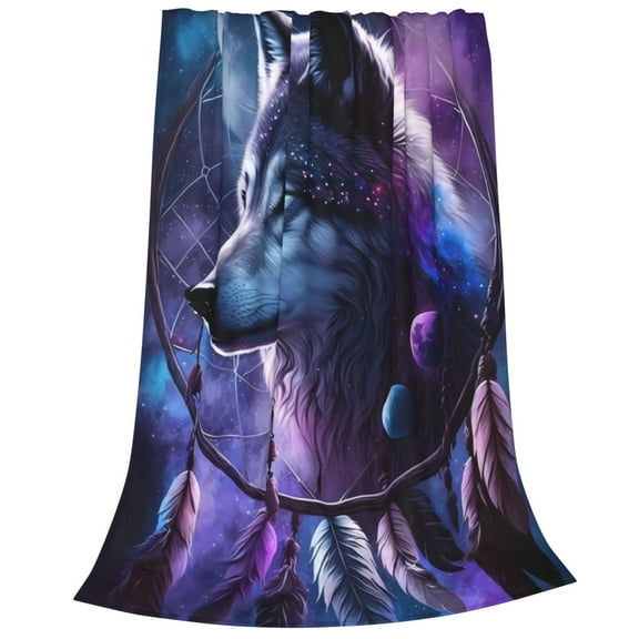 Bixox Fleece Blanket Feathered Wolf Pattern Super Soft Double-Sided Microfiber Flannel Blanket for Sofa, Bed, Couch,Suitable for All Seasons - 40"x30"