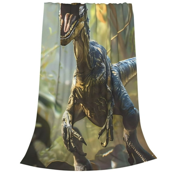 Bixox Fleece Blanket Ferocious Dinosaur Pattern Super Soft Double-Sided Microfiber Flannel Blanket for Sofa, Bed, Couch,Suitable for All Seasons -