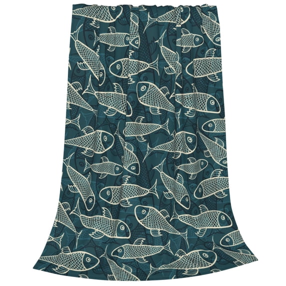 Bixox Fleece Blanket Fish Style Pattern Super Soft Double-Sided Microfiber Flannel Blanket for Sofa, Bed, Couch,Suitable for All Seasons - 80"x60"