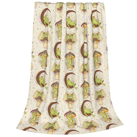 Bixox Fleece Blanket Frogs Pattern Super Soft Double-Sided Microfiber Flannel Blanket for Sofa, Bed, Couch, Suitable for All Seasons - 50"x40"