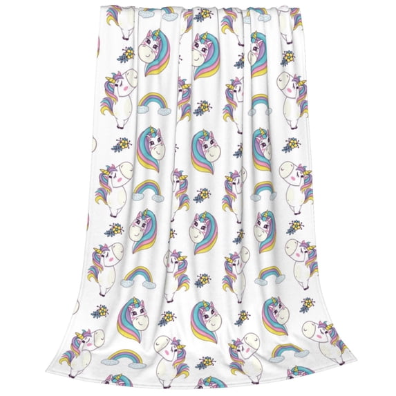 Bixox Fleece Blanket Funny Kawaii Unicorns Dancing Pattern Super Soft Double-Sided Microfiber Flannel Blanket for Sofa, Bed, Couch,Suitable for All Seasons - 60"x50"
