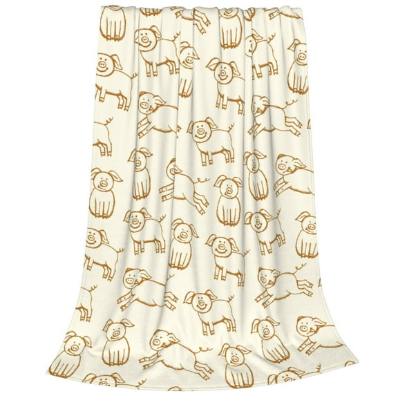 Bixox Fleece Blanket Funny Pigs Pattern Super Soft Double-Sided Microfiber Flannel Blanket for Sofa, Bed, Couch,Suitable for All Seasons -