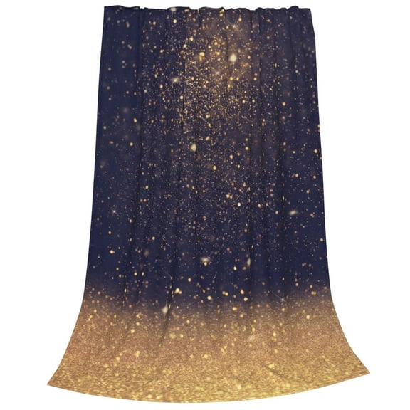 Bixox Fleece Blanket Gold Black Glitter Pattern Super Soft Double-Sided Microfiber Flannel Blanket for Sofa, Bed, Couch,Suitable for All Seasons -