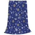thumbnail image 1 of Bixox Fleece Blanket Golden Snowflakes Royal Blue Pattern Super Soft Double-Sided Microfiber Flannel Blanket for Sofa, Bed, Couch,Suitable for All Seasons -, 1 of 5