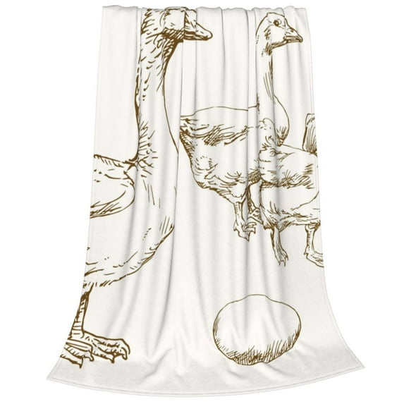 Bixox Fleece Blanket Hand Drawn Goose Pattern Super Soft Double-Sided Microfiber Flannel Blanket for Sofa, Bed, Couch,Suitable for All Seasons -
