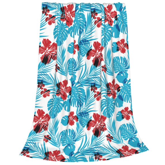 Bixox Fleece Blanket Hawaiian Style Pattern Super Soft Double-Sided Microfiber Flannel Blanket for Sofa, Bed, Couch, Suitable for All Seasons - 60"x50"