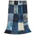 thumbnail image 1 of Bixox Fleece Blanket Indigo Patchwork Quilt Pattern Super Soft Double-Sided Microfiber Flannel Blanket for Sofa, Bed, Couch,Suitable for All Seasons -, 1 of 5