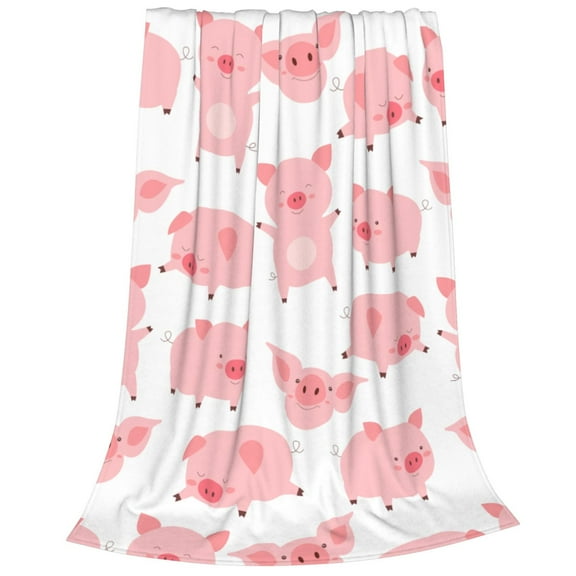 Bixox Fleece Blanket Kawaii Pigs Pattern Super Soft Double-Sided Microfiber Flannel Blanket for Sofa, Bed, Couch,Suitable for All Seasons - 40"x30"