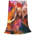 thumbnail image 1 of Bixox Fleece Blanket Oil Paintings of Elephants Pattern Super Soft Double-Sided Microfiber Flannel Blanket for Sofa, Bed, Couch,Suitable for All Seasons - 80"x60", 1 of 5