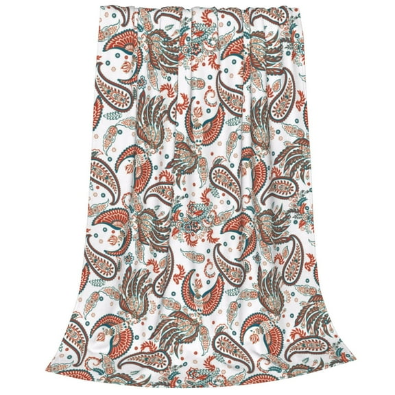Bixox Fleece Blanket Paisley Floral Pattern Super Soft Double-Sided Microfiber Flannel Blanket for Sofa, Bed, Couch,Suitable for All Seasons - 40"x30"