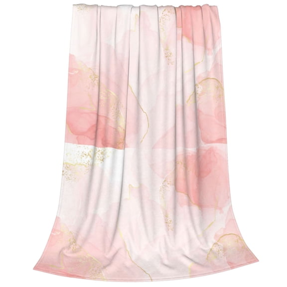 Bixox Fleece Blanket Pink Marble Pattern Super Soft Double-Sided Microfiber Flannel Blanket for Sofa, Bed, Couch,Suitable for All Seasons - 40"x30"