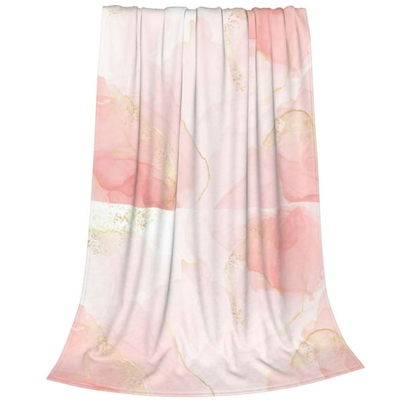 Bixox Fleece Blanket Pink Marble Pattern Super Soft Double-Sided Microfiber Flannel Blanket for Sofa, Bed, Couch,Suitable for All Seasons - 60"x50"